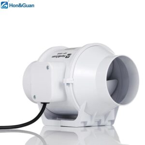 Hon&Guan 4-Inch ABS Material Mixed-Flow Inline Duct Fan Small Volume Exhaust Fan