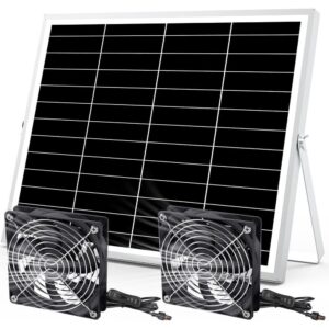 Solar Powered Fan for Shed Chicken Coop, Greenhouse Outside with 120mm Fans On/Off Switch Exhaust Intake Installation Kits