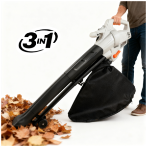 Vertak 3-in-1 Plug-in Electric Leaf Blower Vacuum Mulcher with Wheels & Large Collection Bag for Yard Cleanup
