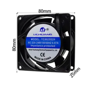 High Speed High Air Flow 8025 Industrial AC Axial Fan | 80x80x25mm 110V/220V/380V Multi-Voltage | Special Customizable Fan