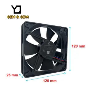 Customizable OEM/ODM 12V 1.2A Mini DC Brushless Axial Flow Fan 120x120x25mm 5400RPM Ball Bearing Ventilation Cooling Electric