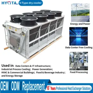 Industrial Efficient Immersion Dry Cooler Copper Tube Aluminum Fin Heat Exchanger for Data Center Cooling