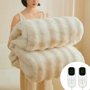 Luxury Polyester Multi-color Electric Heating Blanket Thick Bubble Rabbit Fur Soft Custom Electric Thermal Blanket for Bed Home