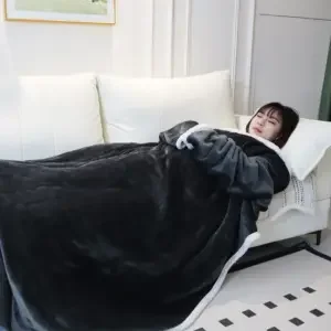 Wearable Heated Fleece Blanket with Sleeves Electric Robe Featuring Temperature Control for Home Use Women & Men